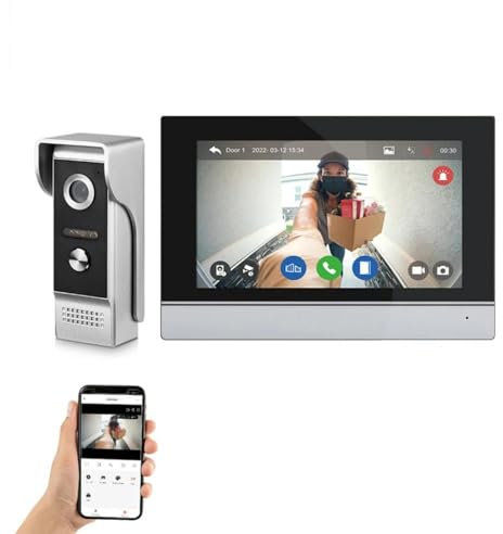 1080P Video Dörrtelefon Hem Intercom System Trådlös WiFi Smart Video Dörrklocka 7 Tum Med Trådbunden Dörrklocka TUYA APP