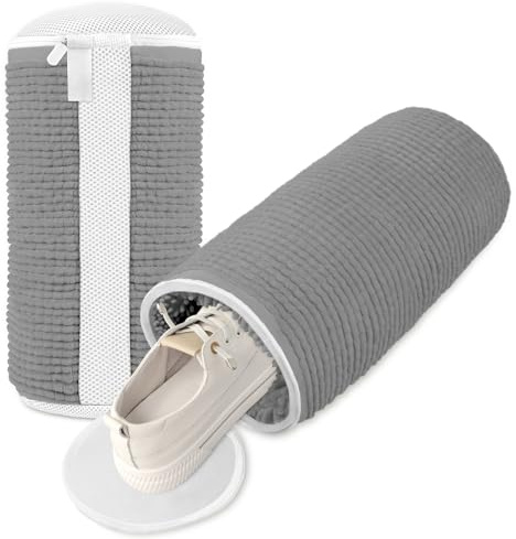 Gaethra Förpackning med 2 skopåsar, tvättmaskin, 360° helgående skoväska, tvättmaskin med dold dragkedja för träningsskor, tennisskor, tygskor (grå)