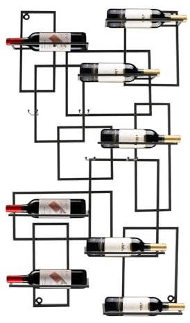 TONFEION Weinregal zur Wandmontage, Wand Weinregal Aus Metall für 10 Weinflaschen, Max. 12kg Traglast, Flaschenregal Schwarz mit Montagezubehör für Bar/Küche