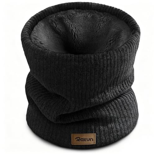 ROXUN Winter Neck Gaiter, Neck Warmer Cover Ski Gaiters for Men/Women Fleece Thick Elegant Stylish Black