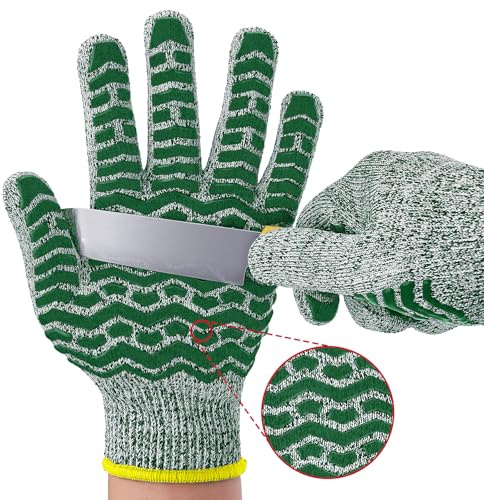 HandLove Gants résistants aux coupures (niveau 5) - 100 % qualité alimentaire et protection de qualité supérieure - Idéal pour la cuisine, la transformation de la viande et l'artisanat, vert, taille S