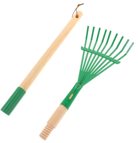 BESTonZON Râteau à Feuilles avec Manche en Bois Détachable pour Garçon et Filles Léger et Confortable Taille Garçon et Filles, Activités de Jardinage en Extérieur