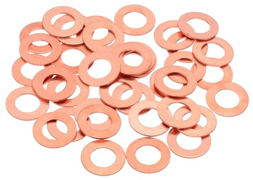 QUARKZMAN 40Stück M10 Flache Kupferunterlegscheiben 10x18x1mm Kupfer Upgraded Flachdichtung Metrische Dichtringe Für Hydraulikfittinge Schrauben Bolzen