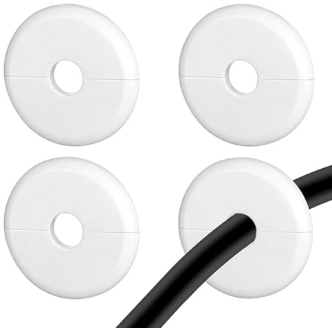 Cable Grommet Wall Cable Entry Cover Rubber Hole Plug Pass Through Bushing | 4 Pcs White 1 Inch Grommetswire Covers For Cables Flexible Cord Feed Hider TV Ethernet Furniture Home Office Routing Tidy