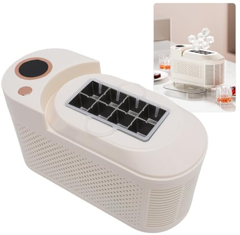 ZJchao Machine à Glaçons de Bureau, Machine à Glaçons Automatique Portable pour Voiture, Maison, Dortoir, Bureau, Camping, Design Compact élégant, Production de Glace Rapide, Alum (Prise UE)