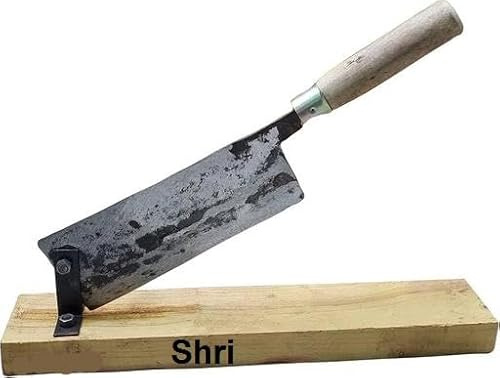 IDAHA Raw Mango Cutter With Wooden Base Kitchen Tool For Pickle And Vegetable Cutting Pack of 1 Carbon Steel