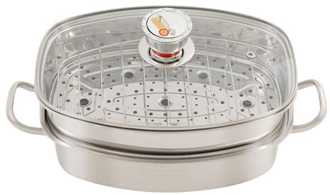 NiuLifeya Pentola a vapore in acciaio inox 304, 2 piani, timer, 6 l