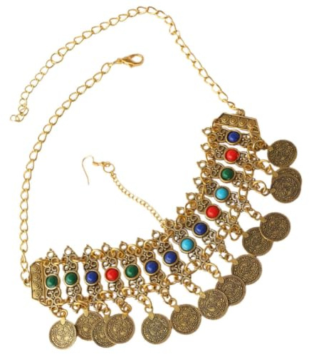 Cabilock Bijoux de Tête Bohème Rétro, Chaîne de Tête et Collier Statement en Alliage de Zinc Doré, Bijoux de Mode Légers, pour Femmes, Saint-valentin et Anniversaire