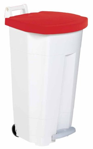 Rossignol Poubelle 90L mobile a pedale, Couleur:Rouge