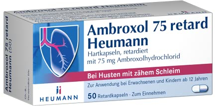 Ambroxol 75 retard Heumann, Schleimlöser bei festsitzendem Husten mit zähem Schleim, 50 Retardkapseln