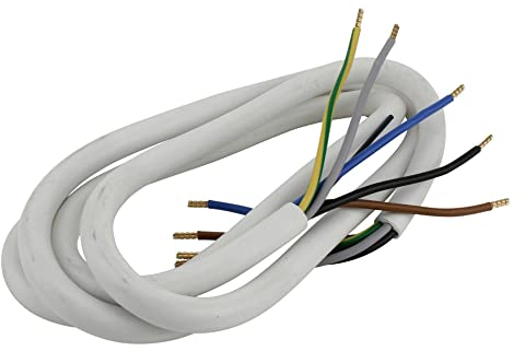 UNITEC Câble de raccordement pour cuisinière H05VV-F 5G 2,5 mm², 2 m, Blanc, pour contraintes mécaniques Faibles et Moyennes