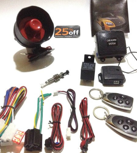 Dalù – Car Alarm Security System Kit professionnel pour elettrauti alarme Sirène avec contrôle fermeture centralisée et 2 télécommandes multifonction – USD U.S.A. Design