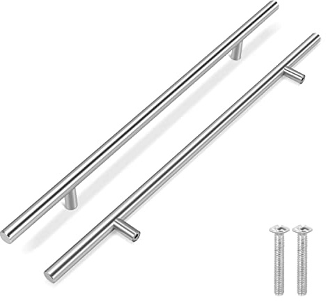 Flexzion 5 Stück Schrankgriffe, Möbelgriffe - 50,8cm, 317mm Bohrlochabstand Griffe für Küchenschränke, Hohle Küchengriffe aus gebürstetem Edelstahl, Küchenschrank Türgriffe, Schubladengriffe Silber