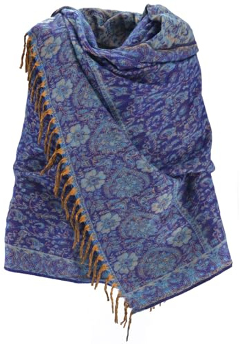 GURU SHOP Weicher Pashmina Schal mit Paisley Muster | Warmer Schal, ideal für kalte Tage, Unisex, 100 % Polyacryl, vielseitig einsetzbar