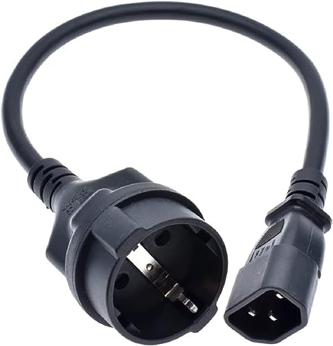 Toptekits IEC 320 C14 to Europe Schuko Female Socket Short Power Cord Plug, Europe CEE7/7 Schuko Socket to C14 Plug 220v Short Power Cords 1ft,CEE7 Adapter Schuko Female Adapter,18AWG, 1ft/30cm