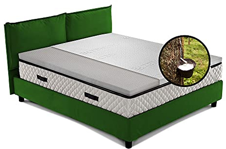 GEEMMA Topper Matrimoniale 160x190 Lattice Naturale H4 Tessuto Sfoderabile | Correttore naturale con tessuto Tencel soffice come seta, lattice naturale anti-acaro elastico e antibatterico. Sfoderabile