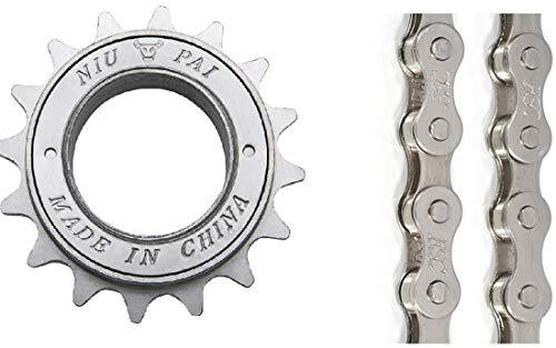 FSC F410 1-Speed Bicycle Chain Single (1/2 x 1/8-Inch, 104L) (Silver Chain+16T Freewheel)