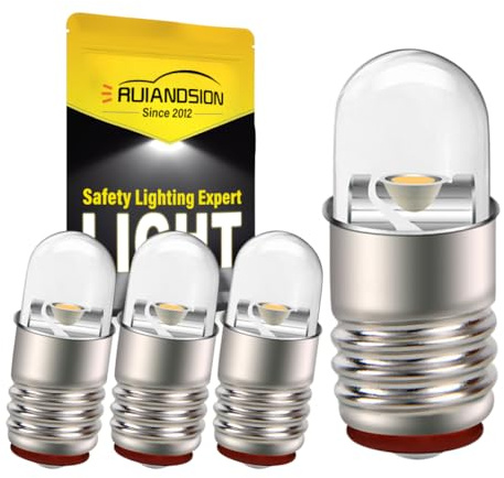 Ruiandsion E5 LED Bulb Warm White 3V E5 E5.5 Screw Base LED Bulb Upgrade for Modle Train Lights(Pack of 4)