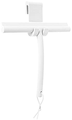 blomus Duschabzieher -VIPO- Duschwischer mit Halterung 24 cm breit Abzieher aus Silikon für Dusche, Badezimmer Fensterabzieher Scheibenabzieher Weiß