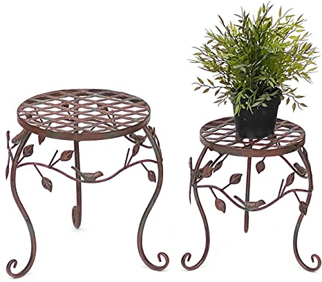 DanDiBo Blompall metall brun uppsättning av 2 blomstativ 93992 blompelare modernt växtstativ växtpall
