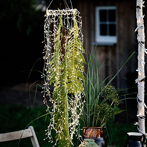 hellum LED Ring mit Lichterbündel außen Timer, dimmbar, 2,1m beleuchtet | Lichterkette außen Strom mit Trafo, Ring Ø30cm, 1280 LED warmweiß, 20 Stränge à 64 Mini LED, für Hochzeit <59lm 578676