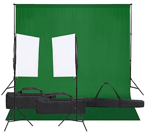 vidaXL Kit de Estudio Fotográfico con Set de Luces y Fondo Soporte Telón Pantalla Foto Video Sistema Lámparas Luz Iluminación Plegable
