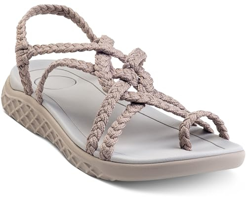 Plaka Explore Walking and Hiking Sandals for Women | Comfortable Summer Sandal with Arch Support | Waterproof Comfy Sandals for Travel, Beach or Poolside | Brazilian Sand | size 8