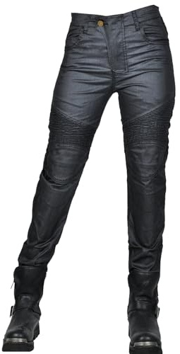 SHUOJIA Damen/Männer Motorradhose - Wasserdichte Beschichtete Motorcycle Jeans Biker Pants mit Abnehmbarer 4 Protektoren - Motorrad Hose Motorradrüstung Schutzauskleidung (Black,4XL)