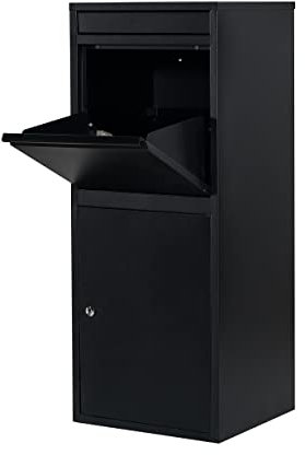 Extra Large Parcel Box Outdoor Parcel Delivery Box Parcel Drop Box Metal Post Box for Internet Deliveries,Wall Mountable Weatherproof Sturdy Mailbox Home Porch - Atahome Cappadocia (Black)