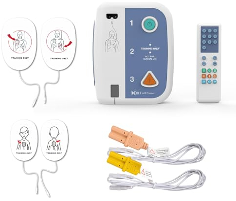 AED Trainer Portátil, Desfibrilador de Entrenamiento, DEA Trainer para Curso de SVB y DEA, Bilingüe Español & Inglés, Desfibrilador Formacion con Control Remoto, 10 Escenarios (XFT-120C+)