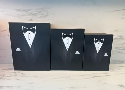 Generisch Faltbare Aufbewahrungsboxen in Bräutigamoptik, Hochzeitsbox, Geschenkkarton | 3er Set in Schwarz (Bräutigam)