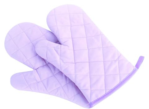 Voarge Ofenhandschuhe, Hitzebeständig Ofenhandschuhe Verdickte Hitzeresistente Topfhandschuhe Topflappen Backhandschuhe, 1 Paar (Flieder)