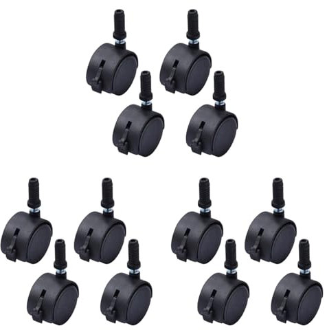 Amosfun 12 pcs Black Swivel Caster Wheels for Office Chairs Plate with Bearing Ideal Replacement for Desk Chair No Wheels Smooth Rolling and Floor Friendly