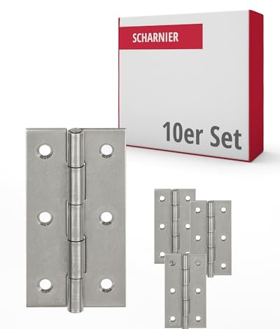 Gedotec Aufschraub-Scharnier aus Edelstahl V2A | 10 Stück Möbel-Scharnier - rechteckige Ausführung | DIN 7954 A | mit gehärtetem Stift | Länge: 30 mm | Breite: 22 mm | zum Schrauben | Klappenscharnier