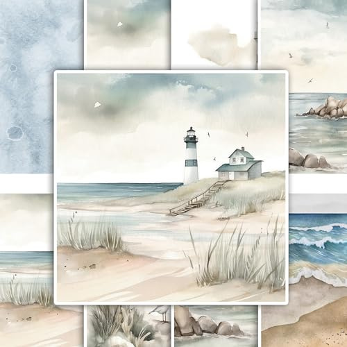 GRAZDesign Fliesenaufkleber Bad & Küche, maritim Leuchtturm Watercolor, Klebefliesen selbstklebend (Leuchtturm, 15x15cm - 20 Stück)