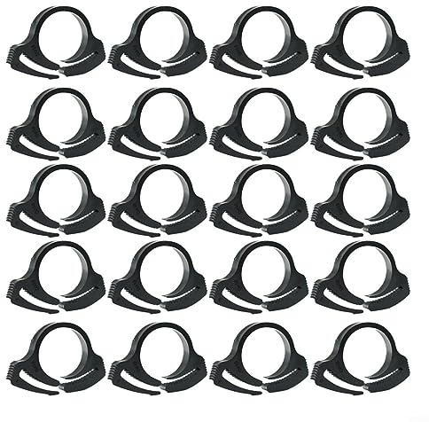 CWOQOCW 20pcs Black Double Gripping Nylon Hose Clamps, Plastic Garden Pipe Clip Snap Fasteners for Ratchet Irrigation(φ16mm)