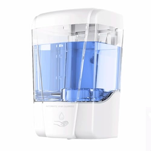 SUREK Simple Dispensador automático de jabón con sensor, dispensador de loción de plástico, contenedor recargable de montaje en pared, 700 ml, fácil de usar, fuente de alimentación