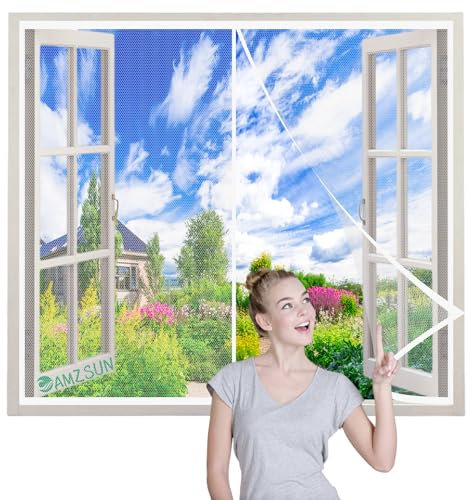 Fly Screens for Doors Balcony Insect Privacy Door Screen 135x160cm White Fly Door Screen for Cellar Kitchen Living Room French Door,Keeps Mosquitoes Insects Out