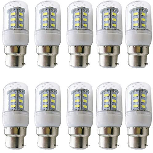 Aoxdi 10 Stück LED Lampe mit B22d Sockel 4W, Kaltweiß, 24 SMD 5730 LED Lampen Leuchtmittel Ersatz für 40W-Glühbirne, AC220-240V