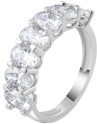 Epinki Echt Goldschmuck, Weiß Gold 18 Karat Au750 Ringe, Klassiker Antragsring mit Oval Moissanit, 18K Gold Pärchen Ringe Partnerringe Gr.48 (15.3)