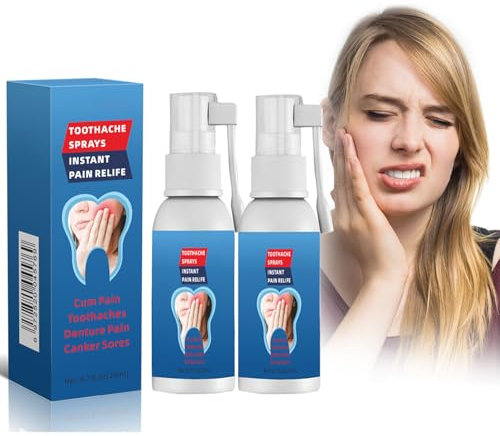 Tkekruh 2PC Spray Analgésique Dentaire 20ml, Spray de Soin des Maux de Dents, Spray Soulagement Douleurs Dentaires, Soulage La Douleur Des Gencives Gonflées, Des Caries Dentaires Et Des Caries de Feu