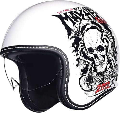 GKCEGHKS Casco Scooter Aperto Caschi da Moto Mezzo Casco da Motociclista Vintage Caschi Casco A Scodella Scooter Motorino Casco Faccia Aperta retrò retrò Casco Scodella ECE Omologato