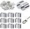 50 Piezas Bucle de Aluminio para Cable, 8mm Virolas de Aluminio, Manguito de Engaste Aluminio, Cable Doble Manguito, Abrazaderas Profesionales de Cuerda, Ideal para Goma Tensora, Cuerda Expansora