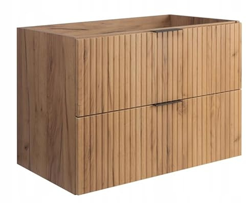RODAN Waschbeckenunterschrank Unterschränke fürs Bad 80 cm Eiche Craft Gold | Unterschrank Waschbecken mit zwei leise schließenden Schubladen, Waschtisch Unterschrank