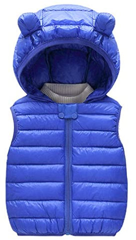 Generisch Jungen Ski Kleinkind Kinder Baby Jungen Winter Warme Ärmellose Jacke Oberbekleidung Feste Bärenohren Weste Mäntel Mit Gepolsterte Oberbekleidung Wolle Mantel Jungen (Blue, 12-18 Months)