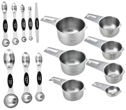 Gatuida Misurino Da Cucina Riutilizzabile Cucchiaio Dosatore e Tazza Dosatrice Set Di Misurini e Cucchiai Impilabili Per Cucinare e Panificare