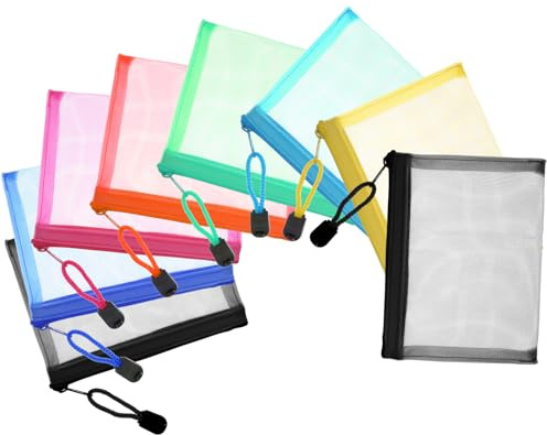 Guduling 8 stycken mininätfickor med dragkedja, liten väskförvaring, nätdragkedja för att organisera nycklar, hörlurar, läppstift, kosmetika, (flerfärgad/13,5 x 10,2 cm)