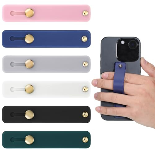 Giantree 6 Stück Handyschlaufen-Fingerhalter, Smartphone Fingerhalter Handy Silikon Handy Fingerhalter Platzierbar Finger-Handy-Griff Für Die Meisten Mobiltelefone (6 Farben)