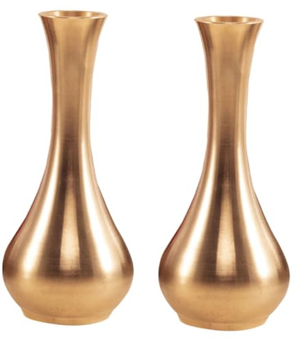 ULTECHNOVO Schlichte Metallvase aus Kupfer Multifunktional 2 Stück Moderne Blumenvase für Blumen und Pflanzen Elegante Tischdeko für Büro und Garten
