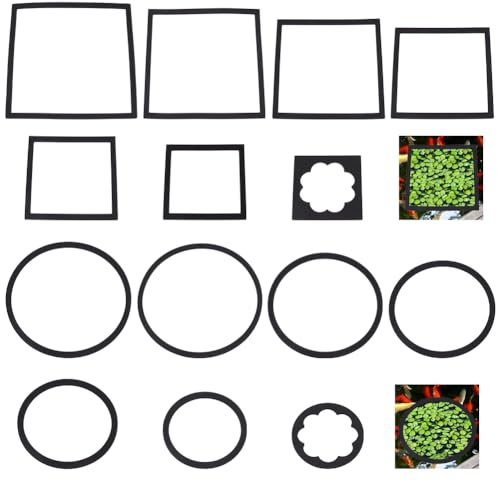 BENECREAT 28Pcs Fish Feeding Ring, 2 Styles 94~193mm/3.7~7.6Inch Aquarium Floating Plant Corral, Fish Tank Aquarium Accessories for Betta (Black)